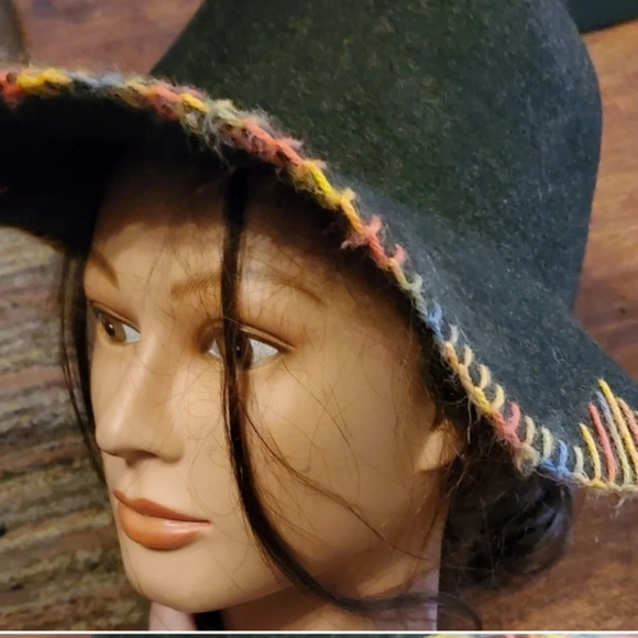Vintage Autumn Toned wool whipstiched hat main image 6